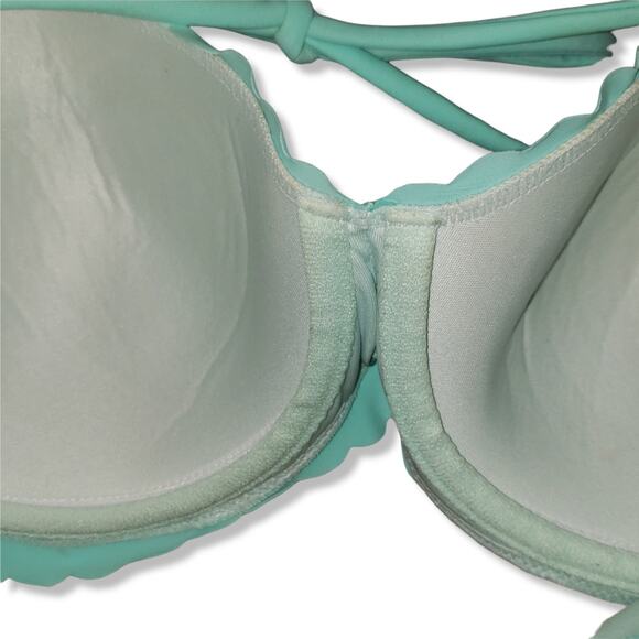 EUC Victoria's Secret 2 piece bikini turquoise sz 36B sz small bottom - Picture 5 of 10